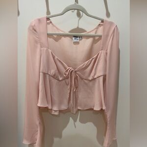 Princess Polly Pink Long Sleeve Tie Top